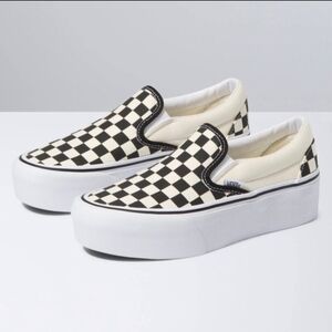 Vans Black and White Checkered Platform Sneakers